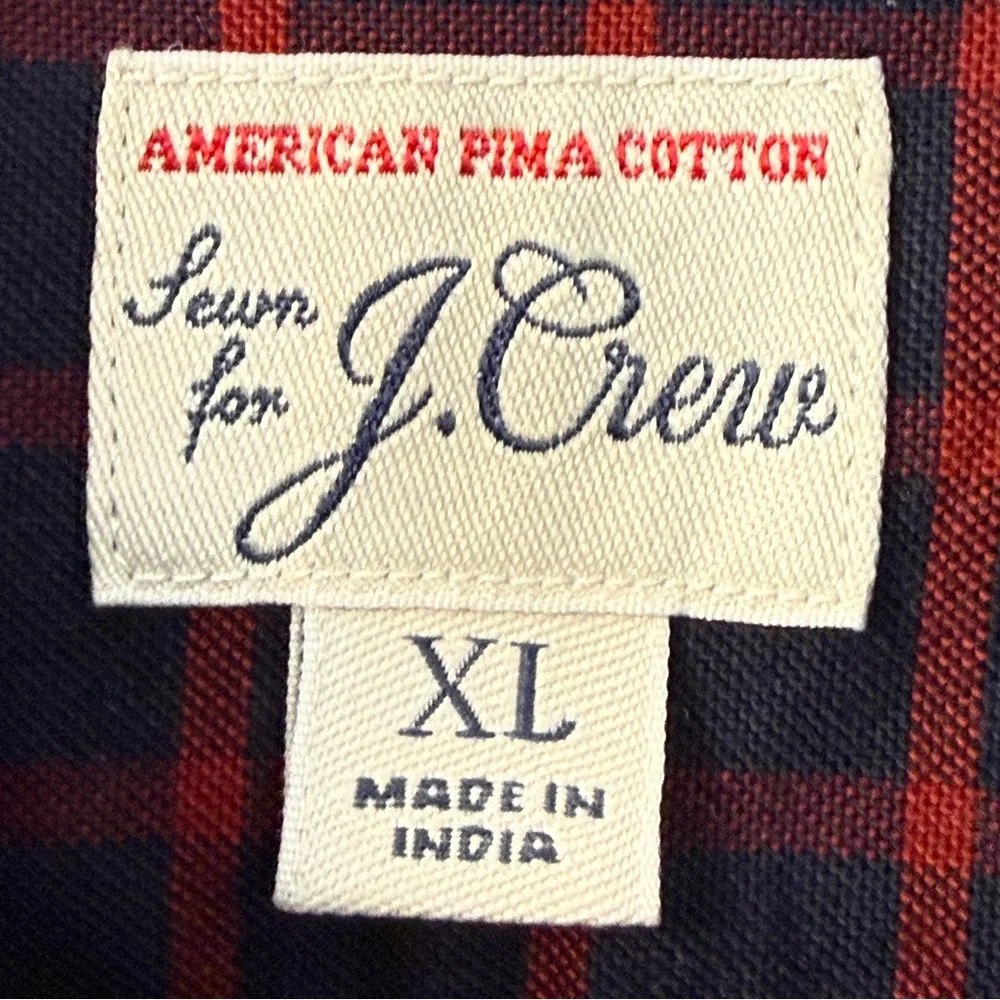 J.Crew Men’s Slim Fit American Pima Cotton Plaid Button Down Shirt XL Preppy